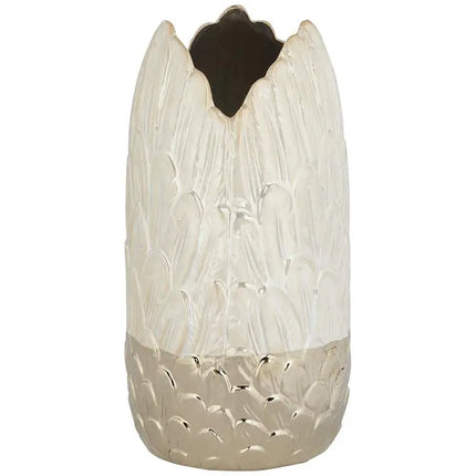 Spar 12" High Shiny Pearlized White Gold Decorative Vase Franklin Iron Works