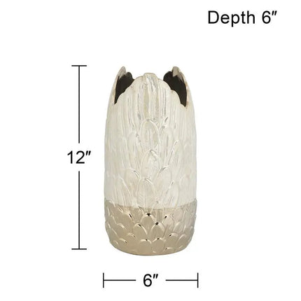 Spar 12" High Shiny Pearlized White Gold Decorative Vase Franklin Iron Works