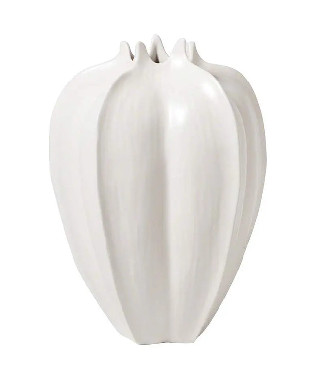 Star Fruit Large Matte White 13" High Ceramic Vase Global Views
