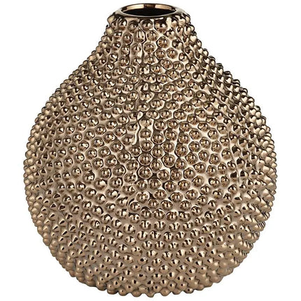 Studio 55D 8" High Glossy Brass Textured Ceramic Vase Studio 55D