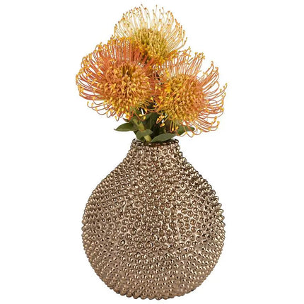 Studio 55D 8" High Glossy Brass Textured Ceramic Vase Studio 55D
