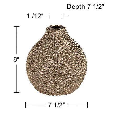 Studio 55D 8" High Glossy Brass Textured Ceramic Vase Studio 55D