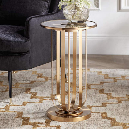 Studio 55D Blaine 14" Wide Modern Gold Metal and Glass Accent Table