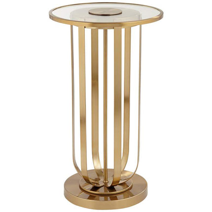 Studio 55D Blaine 14" Wide Modern Gold Metal and Glass Accent Table