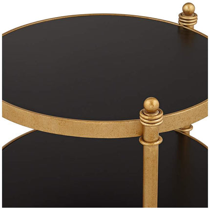 Studio 55D Cason 18 3/4" Wide Black and Gold Round 3-Tier Side Table
