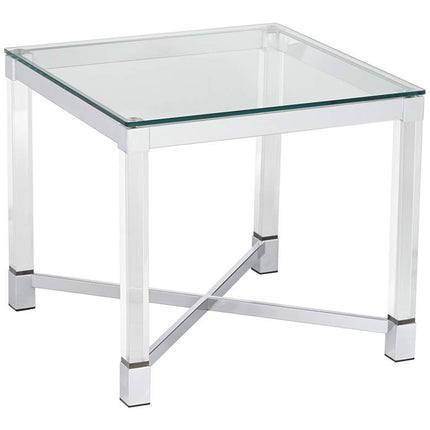 Studio 55D Jenna 22" Square Modern Acrylic and Glass Top Accent Table
