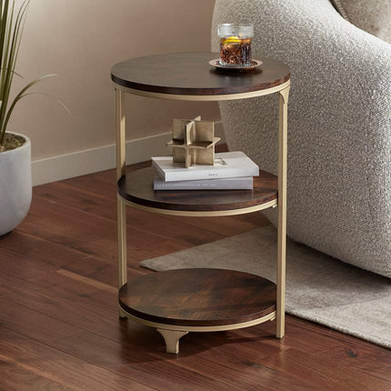 Studio 55D Keanu 15 1/4" Wide Light Bronze 3 Tier Side Table