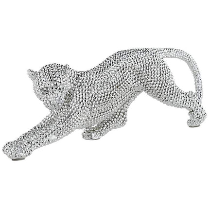 Studio 55D Silver Prowling Leopard 17 1/2" Wide Accent Sculpture