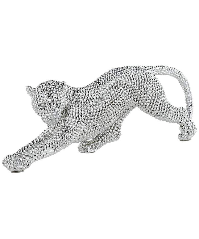 Studio 55D Silver Prowling Leopard 17 1/2" Wide Accent Sculpture