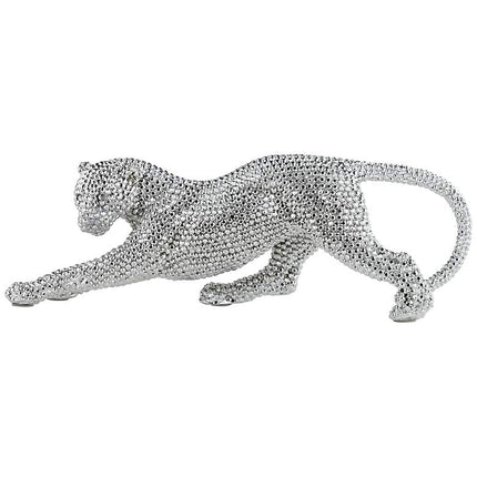 Studio 55D Silver Prowling Leopard 17 1/2" Wide Accent Sculpture
