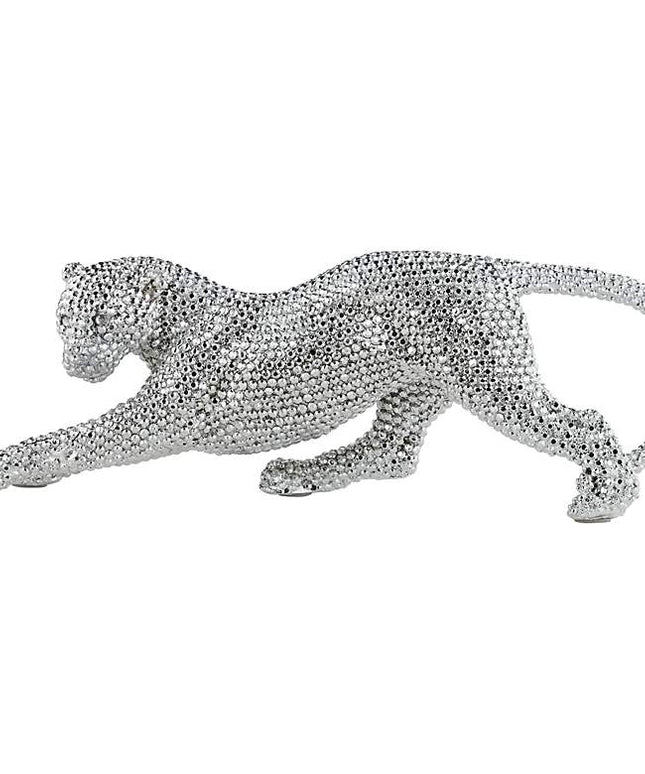 Studio 55D Silver Prowling Leopard 17 1/2" Wide Accent Sculpture
