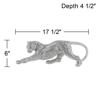 Studio 55D Silver Prowling Leopard 17 1/2" Wide Accent Sculpture