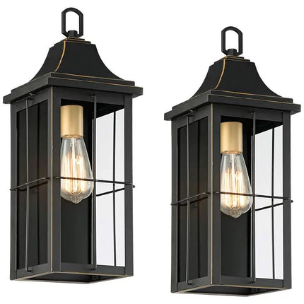 Sunderland 18 1/2" High Black Finish Steel Wall Sconce Set of 2 John Timberland