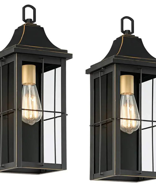 Sunderland 18 1/2" High Black Finish Steel Wall Sconce Set of 2 John Timberland