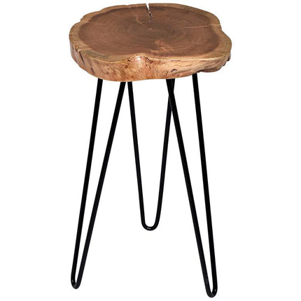 Suri 22" Wide Natural Wood and Black Accent Table