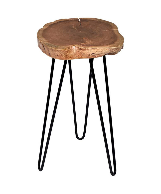 Suri 22" Wide Natural Wood and Black Accent Table