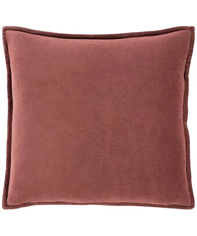 Surya Cotton Velvet Rust 18" Square Decorative Throw Pillow Vision