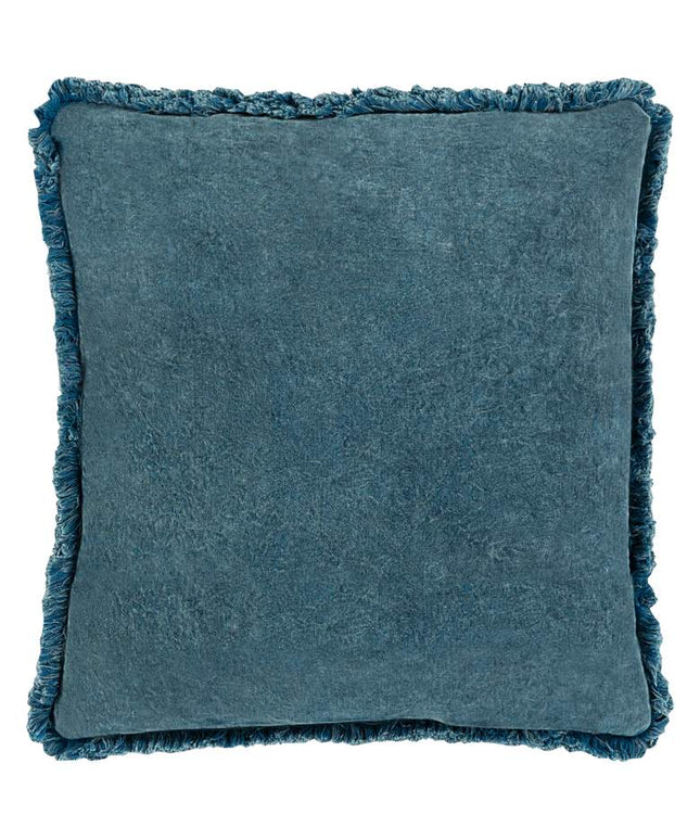 Surya Washed Cotton Velvet Denim 22" Square Throw Pillow Vision