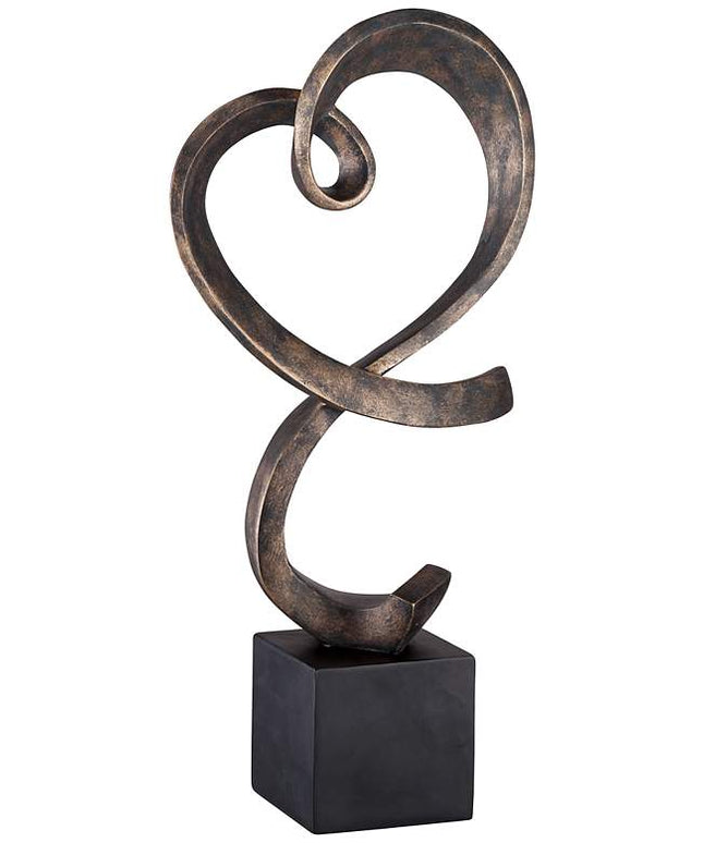 Swirling Heart 17 1/4" High Brushed Nickel Modern Sculpture