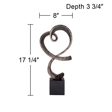 Swirling Heart 17 1/4" High Brushed Nickel Modern Sculpture