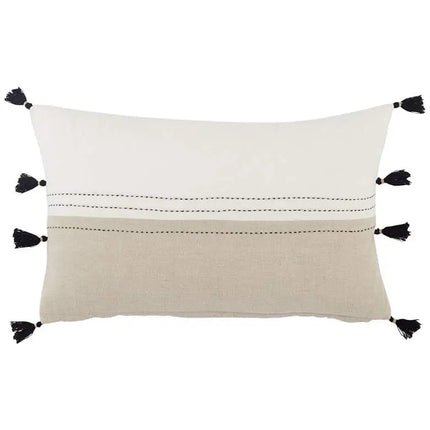 Taiga Yamanik White and Beige Stripes 21"x13" Throw Pillow Vision