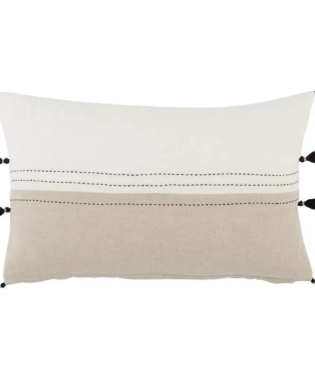 Taiga Yamanik White and Beige Stripes 21"x13" Throw Pillow Vision