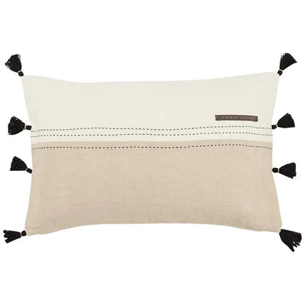 Taiga Yamanik White and Beige Stripes 21"x13" Throw Pillow Vision