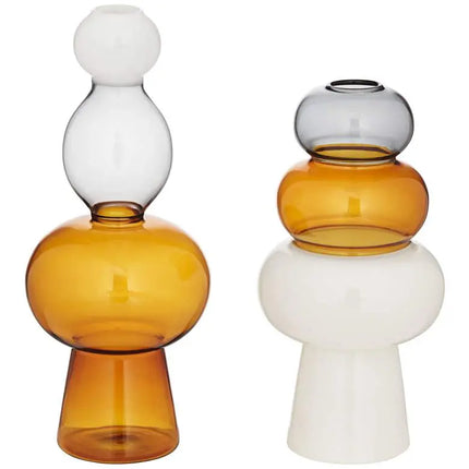 Tanger 10 1/4" Triple Amber Glass Vase Set of 2 Dahlia Studios