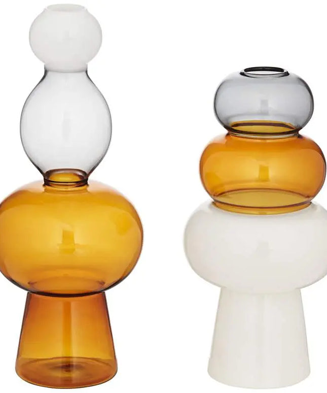 Tanger 10 1/4" Triple Amber Glass Vase Set of 2 Dahlia Studios