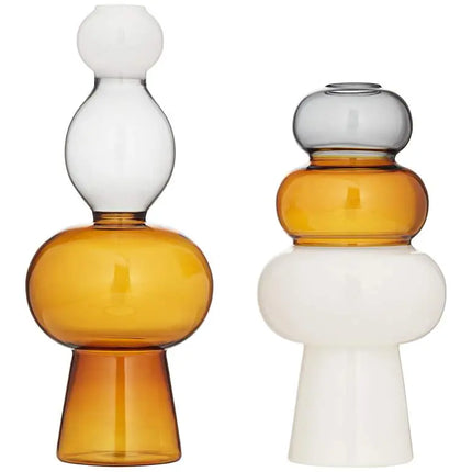 Tanger 10 1/4" Triple Amber Glass Vase Set of 2 Dahlia Studios