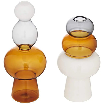 Tanger 10 1/4" Triple Amber Glass Vase Set of 2 Dahlia Studios
