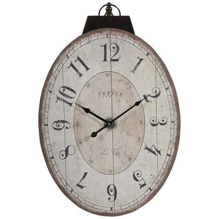 Thaddeus Antique White 17 3/4" x 29" Oval Wall Clock Clock