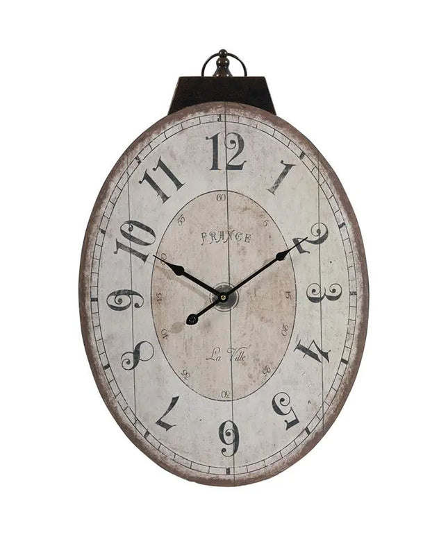 Thaddeus Antique White 17 3/4" x 29" Oval Wall Clock