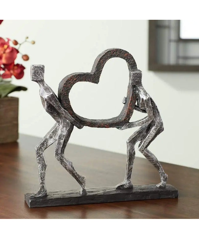 The Weight of Love 12" High Figurines and Heart Sculpture Quoizel