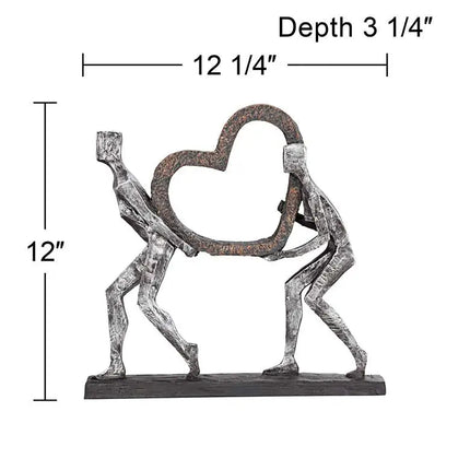 The Weight of Love 12" High Figurines and Heart Sculpture Quoizel