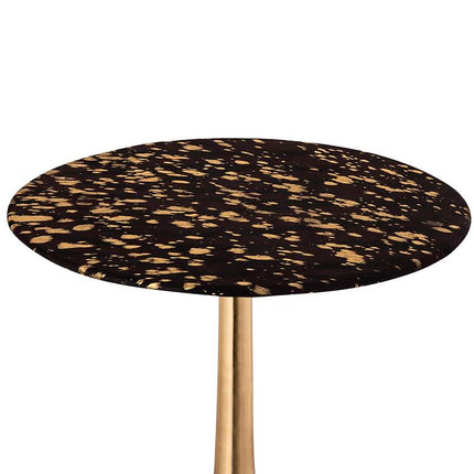 TOV 16" Wide Goathide and Gold Aluminum Modern Round Side Table