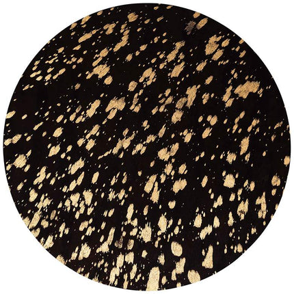 TOV 16" Wide Goathide and Gold Aluminum Modern Round Side Table