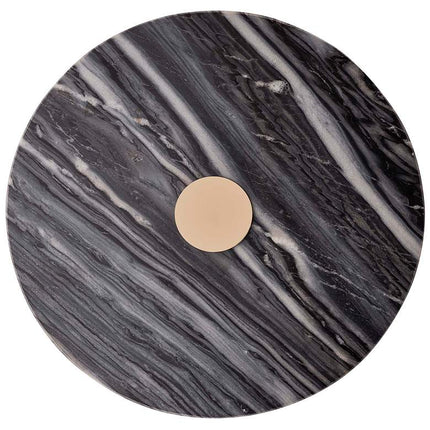 TOV Addyson 16" Wide Brushed Gold and Gray Marble Modern Side Table