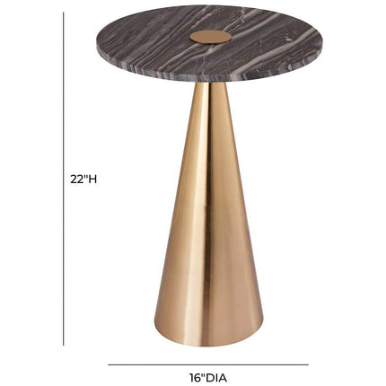 TOV Addyson 16" Wide Brushed Gold and Gray Marble Modern Side Table
