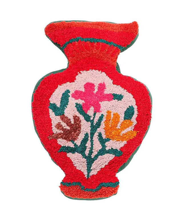 TOV Amphorae Textile 12" x 20" Red Tufted Accent Pillow Vision