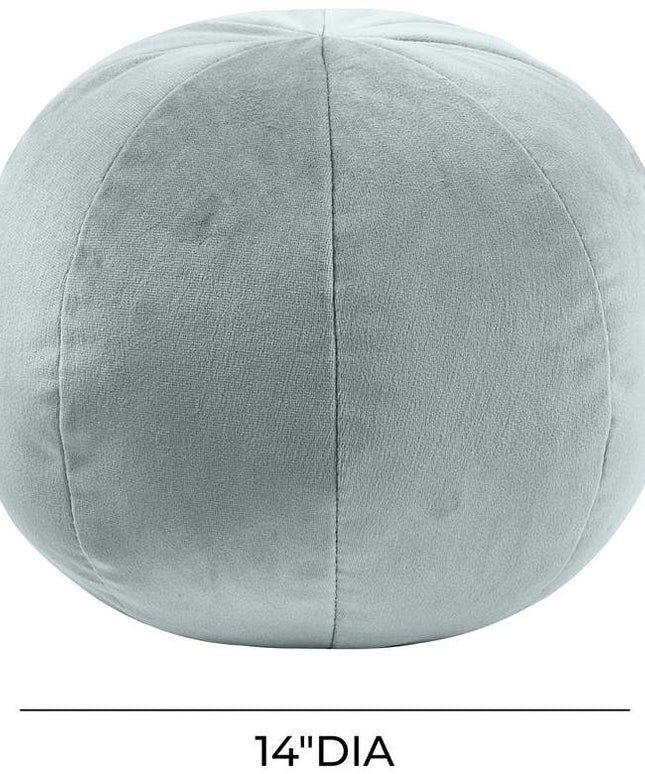 TOV Boba 14" Wide Sea Blue Velvet Round Decorative Pillow Vision