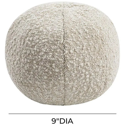 TOV Boba 9" Round Beige Velvet Modern Decorative Pillow Vision