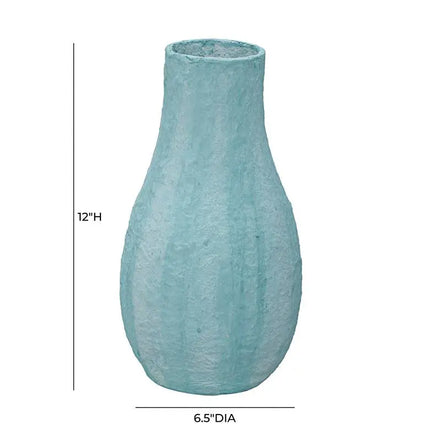TOV Cotton Mache 12" High Modern Cloudy Blue Decorative Vase Dahlia Studios