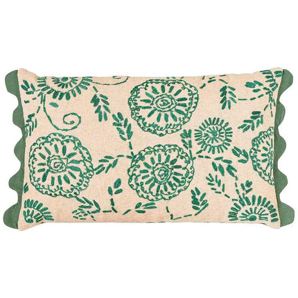 TOV Portia 20" x 12" Aqua Embroidered Floral Accent Cushion Vision