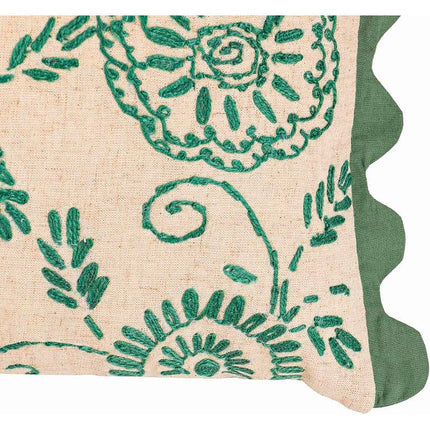 TOV Portia 20" x 12" Aqua Embroidered Floral Accent Cushion Vision