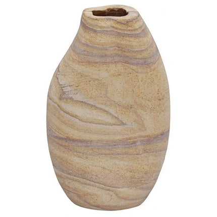 TOV Saava 10" High Sandstone Curved Stone Decorative Vase Barnes and Ivy