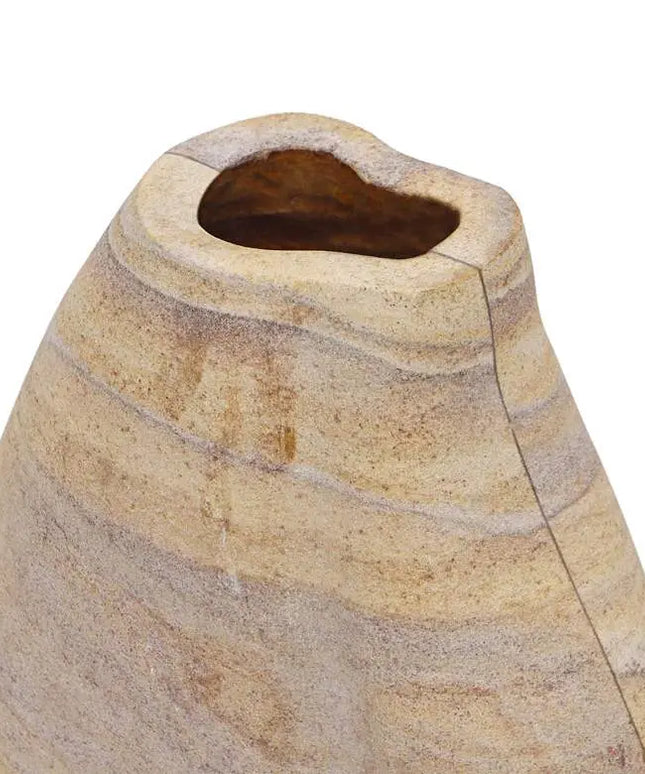 TOV Saava 10" High Sandstone Curved Stone Decorative Vase Barnes and Ivy