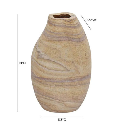 TOV Saava 10" High Sandstone Curved Stone Decorative Vase Barnes and Ivy