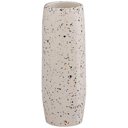 TOV Terrazzo 8 1/2" High Faux Marble White Concrete Decorative Vase Dahlia Studios