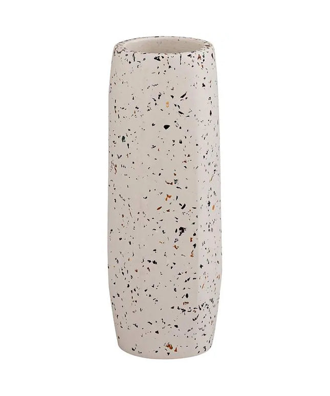 TOV Terrazzo 8 1/2" High Faux Marble White Concrete Decorative Vase Dahlia Studios